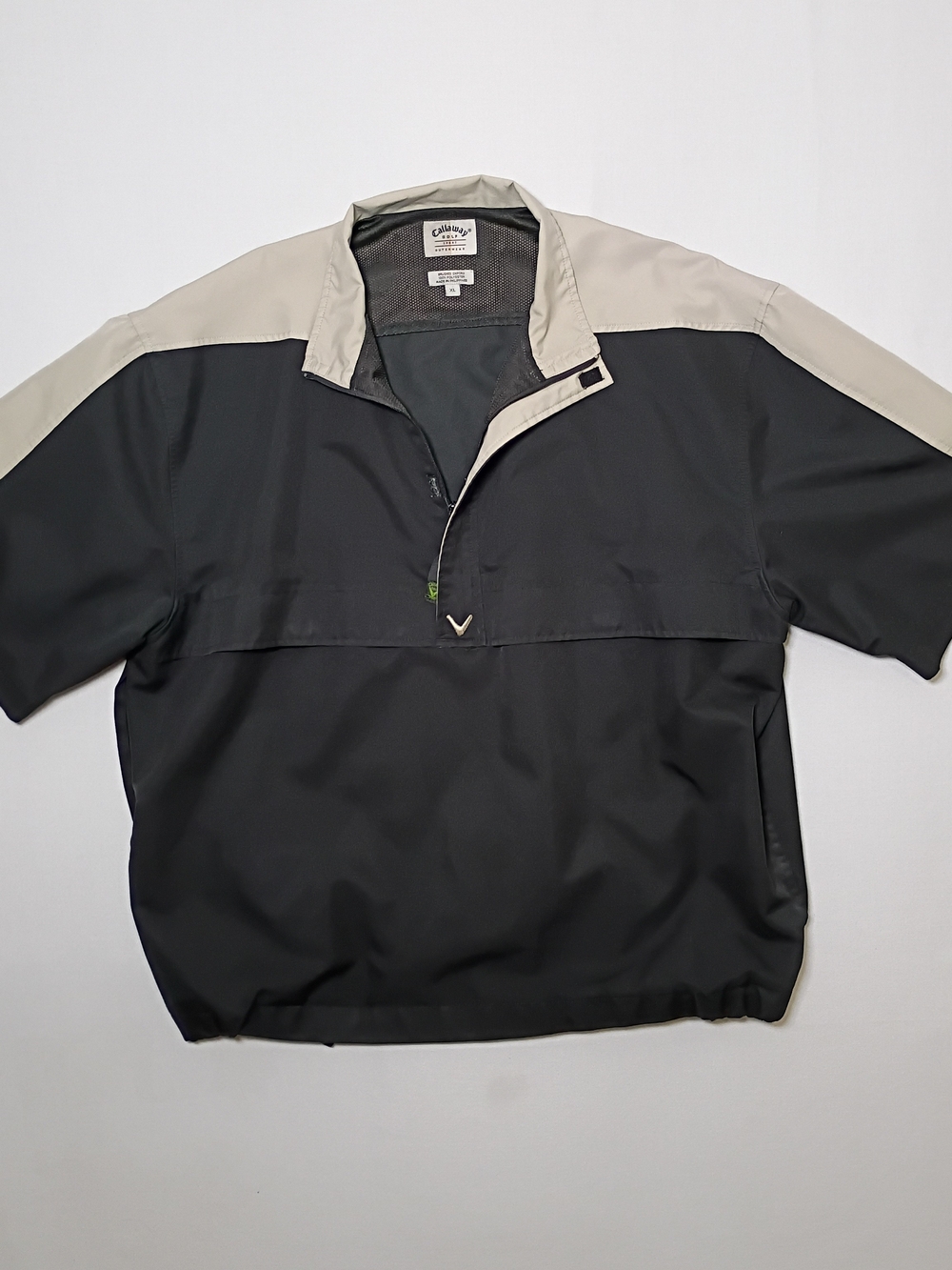 Callaway Golf Mens Brushes Oxford Short Sleeve Pullover Windbreaker XL Black